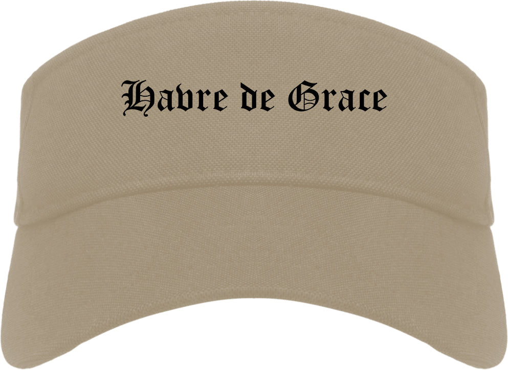 Havre de Grace Maryland MD Old English Mens Visor Cap Hat Khaki