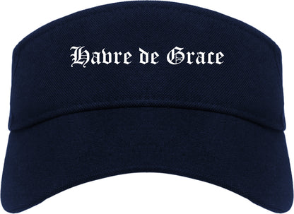Havre de Grace Maryland MD Old English Mens Visor Cap Hat Navy Blue