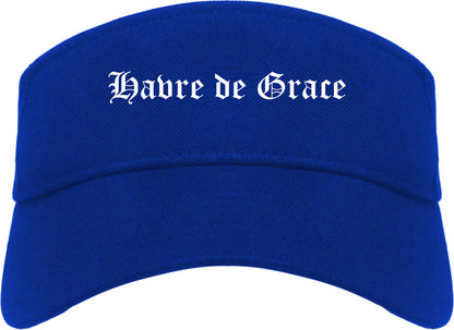 Havre de Grace Maryland MD Old English Mens Visor Cap Hat Royal Blue