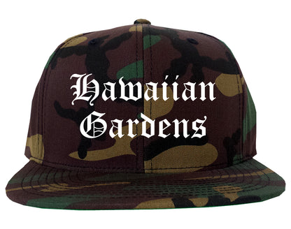 Hawaiian Gardens California CA Old English Mens Snapback Hat Army Camo