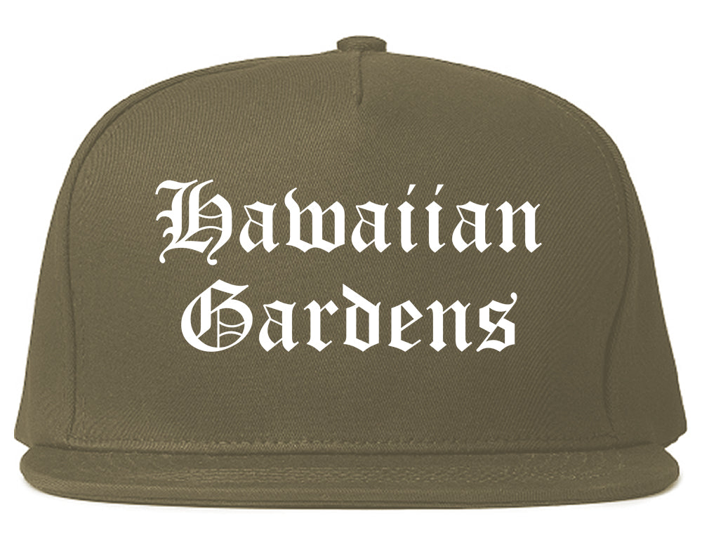 Hawaiian Gardens California CA Old English Mens Snapback Hat Grey