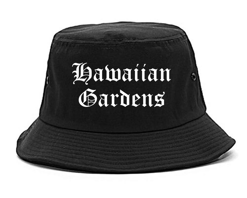 Hawaiian Gardens California CA Old English Mens Bucket Hat Black