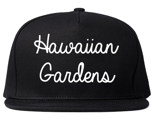 Hawaiian Gardens California CA Script Mens Snapback Hat Black