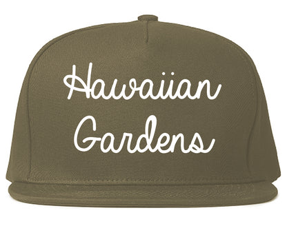 Hawaiian Gardens California CA Script Mens Snapback Hat Grey