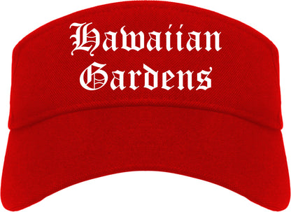 Hawaiian Gardens California CA Old English Mens Visor Cap Hat Red
