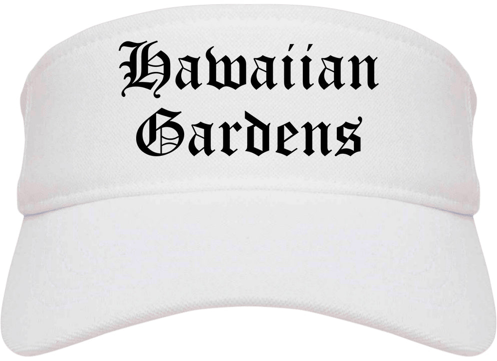 Hawaiian Gardens California CA Old English Mens Visor Cap Hat White