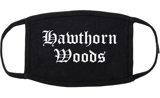 Hawthorn Woods Illinois IL Old English Cotton Face Mask Black