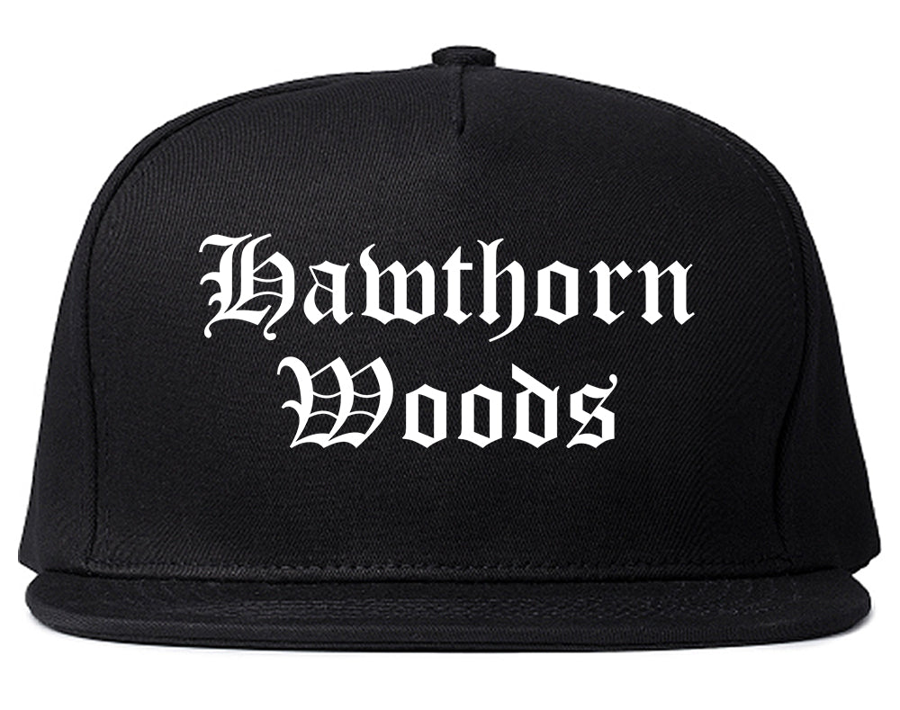 Hawthorn Woods Illinois IL Old English Mens Snapback Hat Black