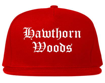 Hawthorn Woods Illinois IL Old English Mens Snapback Hat Red