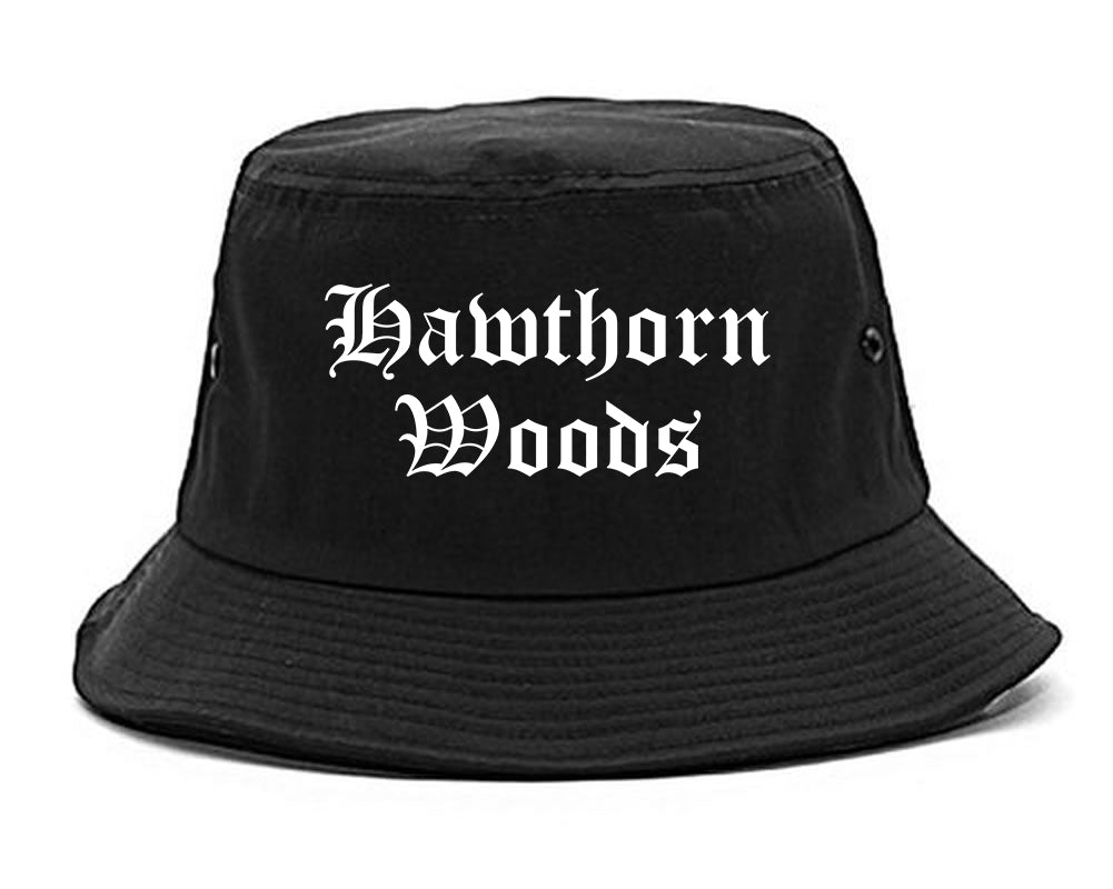Hawthorn Woods Illinois IL Old English Mens Bucket Hat Black