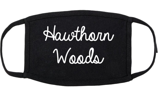 Hawthorn Woods Illinois IL Script Cotton Face Mask Black