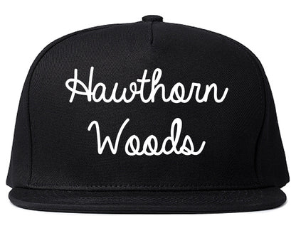 Hawthorn Woods Illinois IL Script Mens Snapback Hat Black