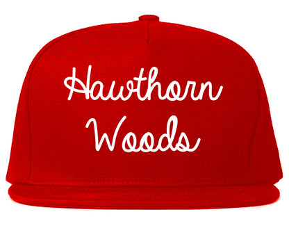 Hawthorn Woods Illinois IL Script Mens Snapback Hat Red