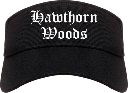 Hawthorn Woods Illinois IL Old English Mens Visor Cap Hat Black