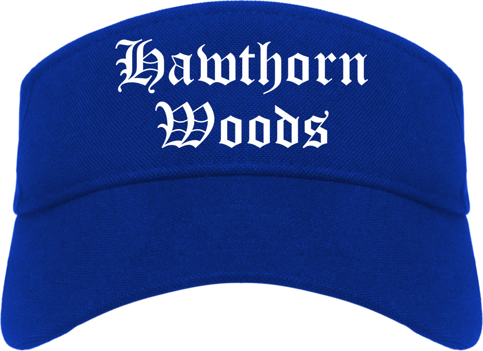 Hawthorn Woods Illinois IL Old English Mens Visor Cap Hat Royal Blue