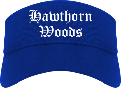 Hawthorn Woods Illinois IL Old English Mens Visor Cap Hat Royal Blue
