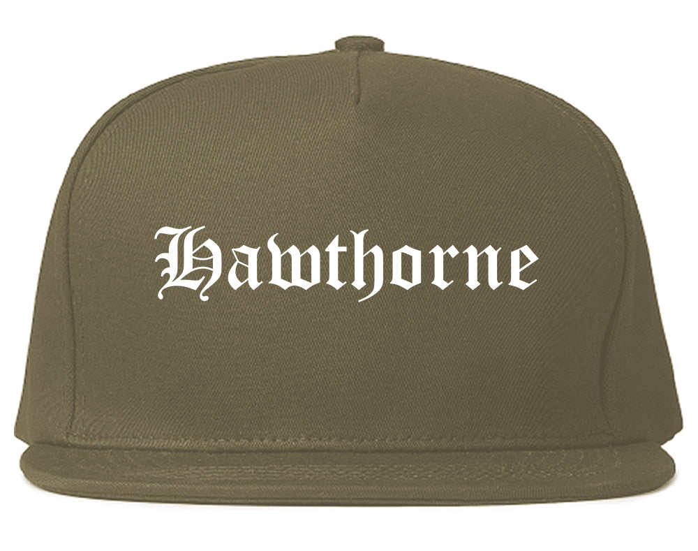 Hawthorne California CA Old English Mens Snapback Hat Grey