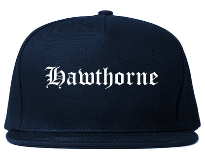 Hawthorne California CA Old English Mens Snapback Hat Navy Blue