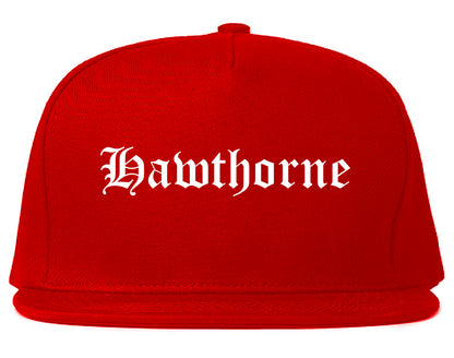 Hawthorne California CA Old English Mens Snapback Hat Red