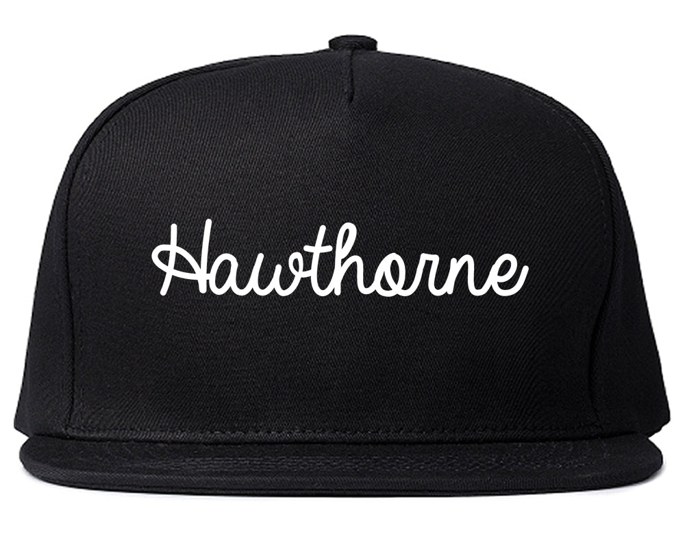 Hawthorne California CA Script Mens Snapback Hat Black