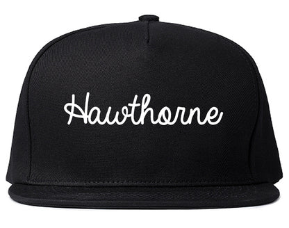 Hawthorne California CA Script Mens Snapback Hat Black
