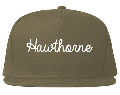 Hawthorne California CA Script Mens Snapback Hat Grey