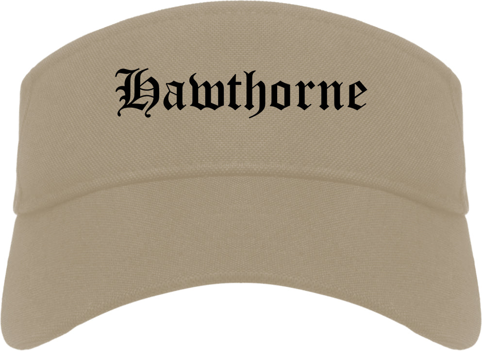 Hawthorne California CA Old English Mens Visor Cap Hat Khaki