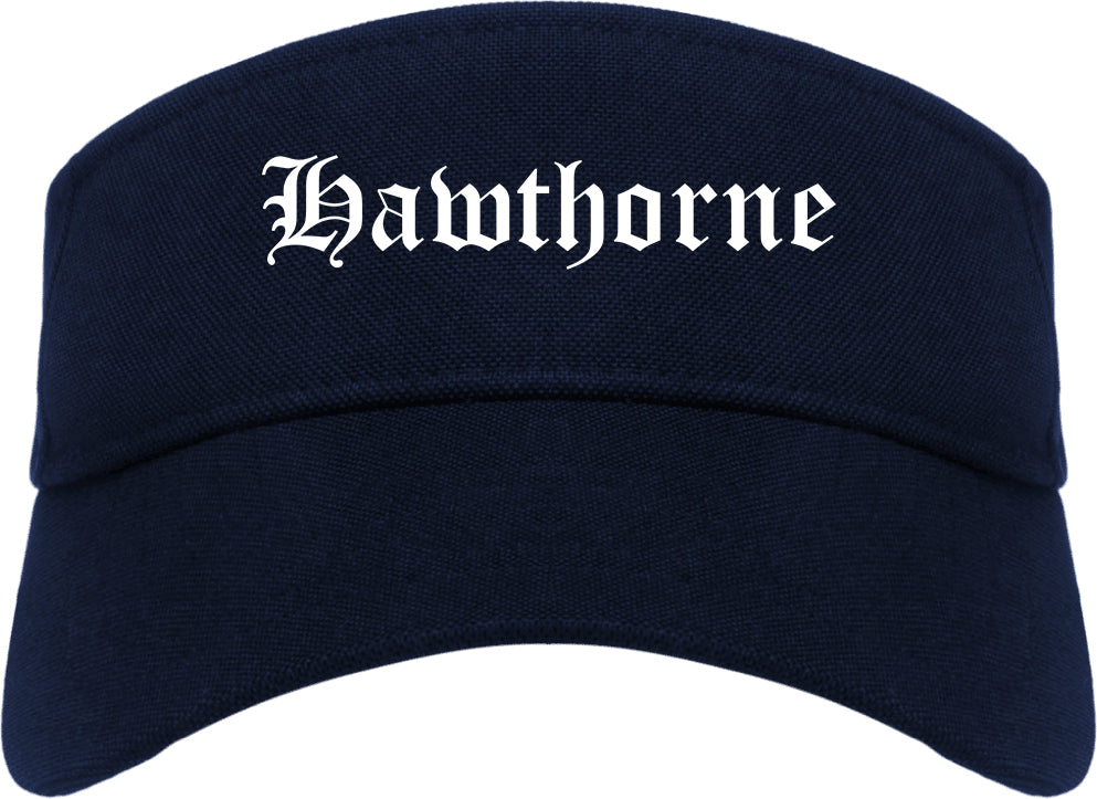 Hawthorne California CA Old English Mens Visor Cap Hat Navy Blue