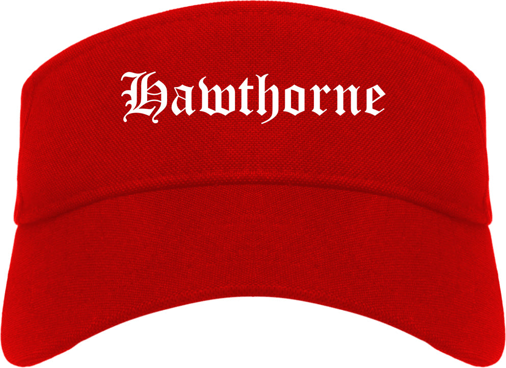 Hawthorne California CA Old English Mens Visor Cap Hat Red