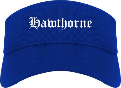 Hawthorne California CA Old English Mens Visor Cap Hat Royal Blue