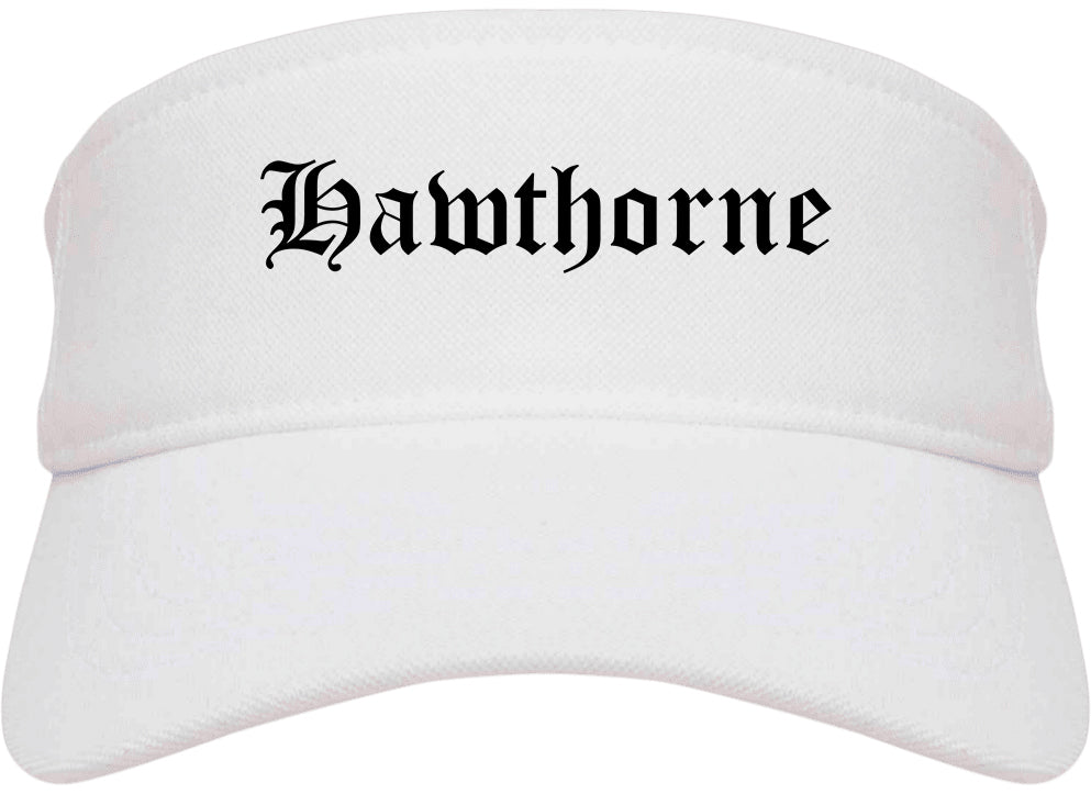 Hawthorne California CA Old English Mens Visor Cap Hat White
