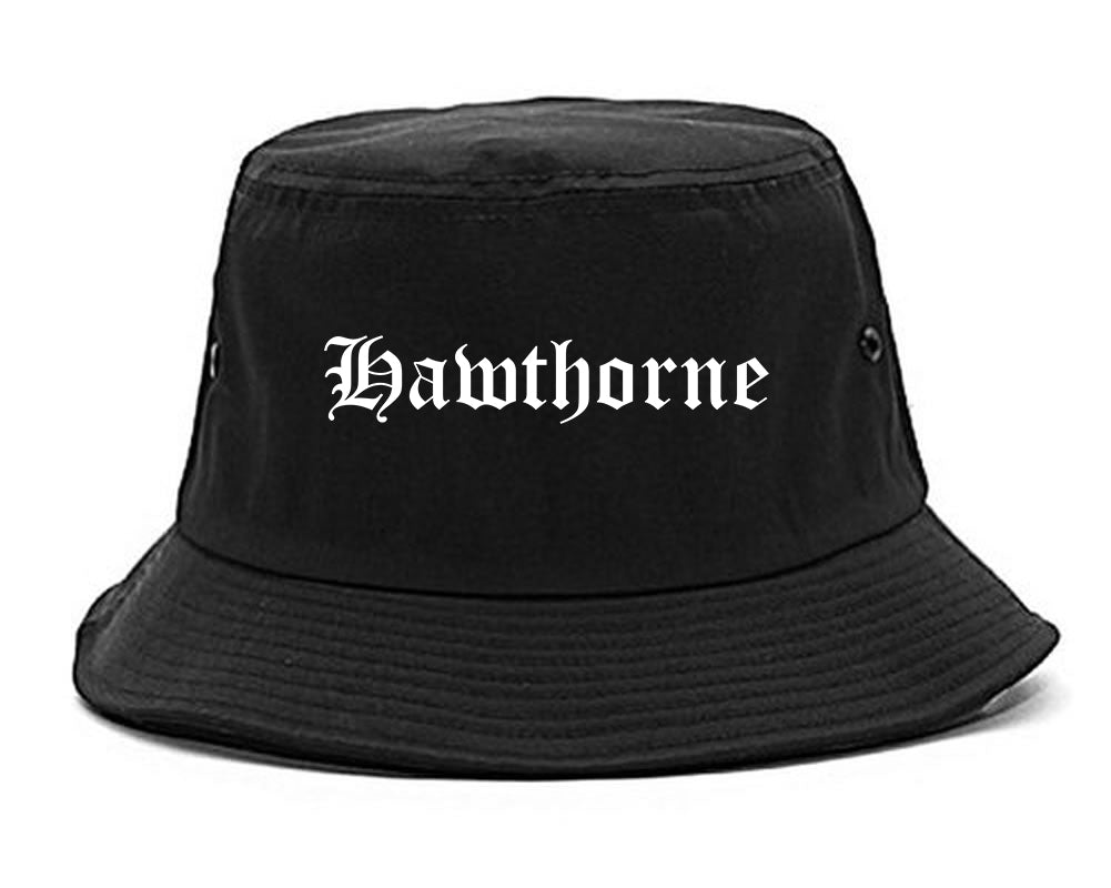Hawthorne New Jersey NJ Old English Mens Bucket Hat Black