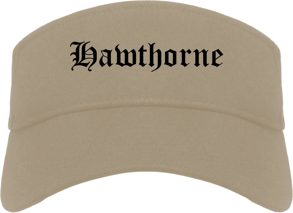 Hawthorne New Jersey NJ Old English Mens Visor Cap Hat Khaki
