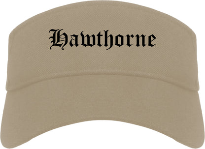 Hawthorne New Jersey NJ Old English Mens Visor Cap Hat Khaki