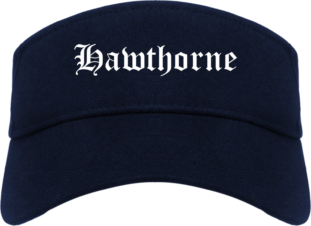 Hawthorne New Jersey NJ Old English Mens Visor Cap Hat Navy Blue