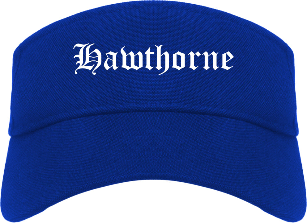 Hawthorne New Jersey NJ Old English Mens Visor Cap Hat Royal Blue