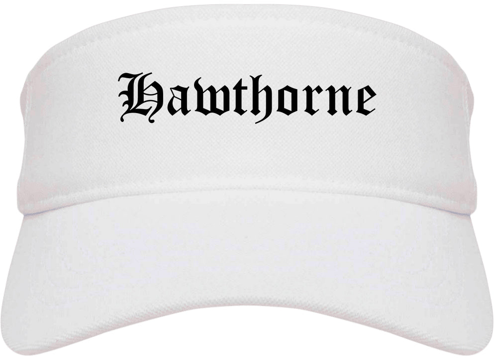 Hawthorne New Jersey NJ Old English Mens Visor Cap Hat White