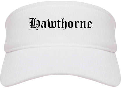 Hawthorne New Jersey NJ Old English Mens Visor Cap Hat White