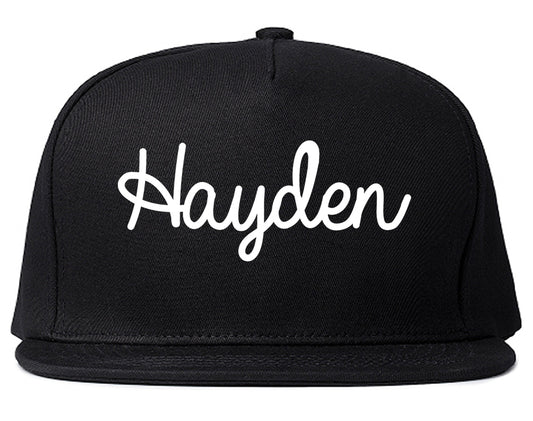 Hayden Idaho ID Script Mens Snapback Hat Black