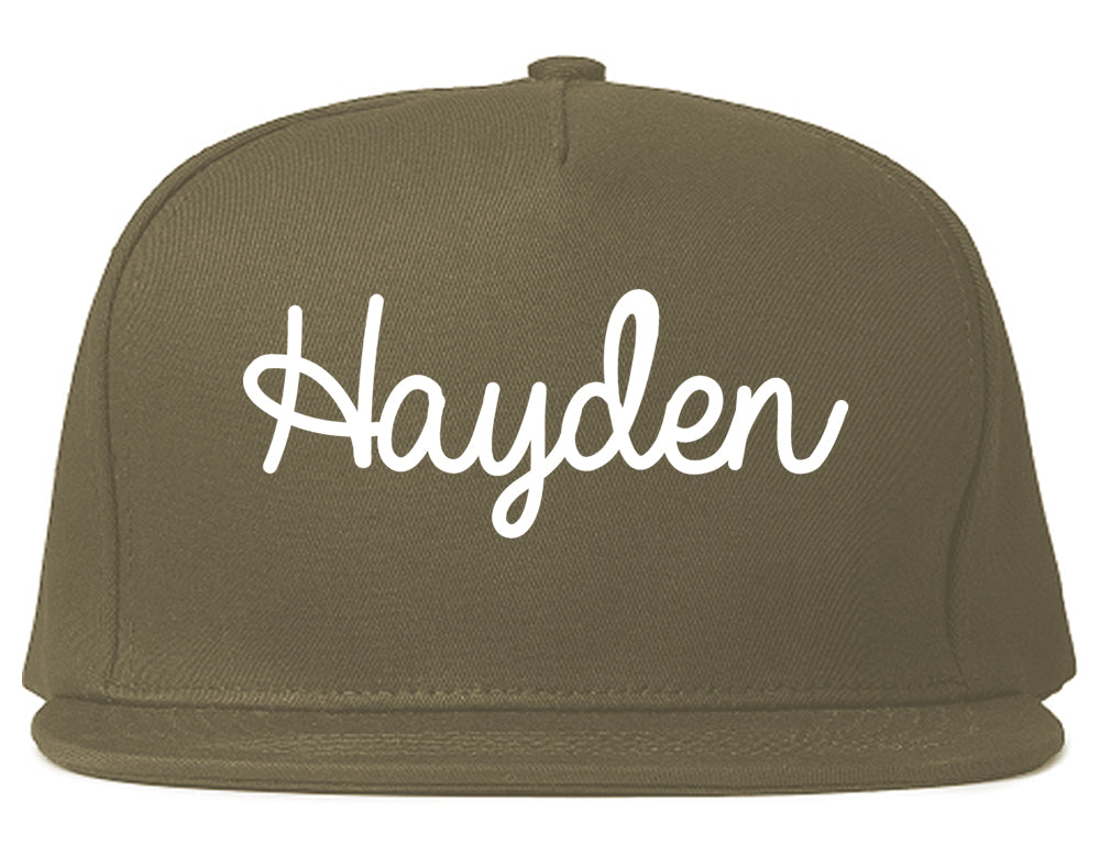 Hayden Idaho ID Script Mens Snapback Hat Grey