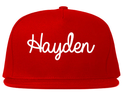 Hayden Idaho ID Script Mens Snapback Hat Red