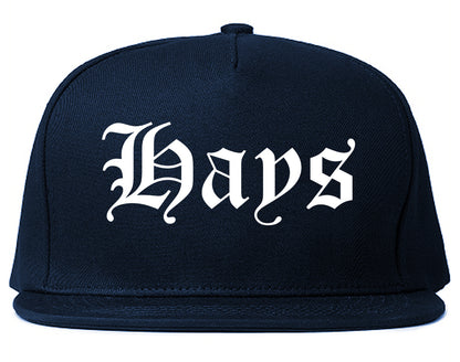 Hays Kansas KS Old English Mens Snapback Hat Navy Blue