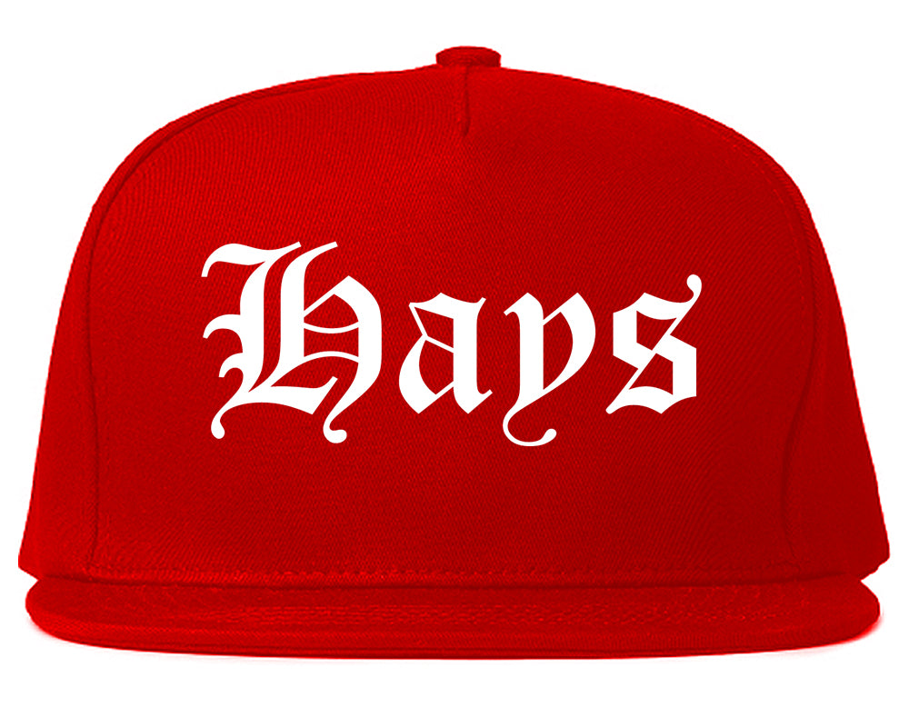 Hays Kansas KS Old English Mens Snapback Hat Red
