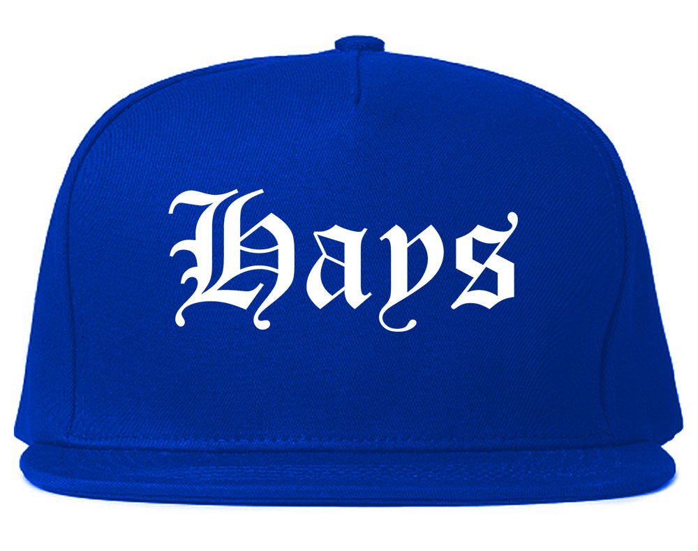 Hays Kansas KS Old English Mens Snapback Hat Royal Blue