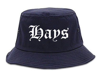Hays Kansas KS Old English Mens Bucket Hat Navy Blue