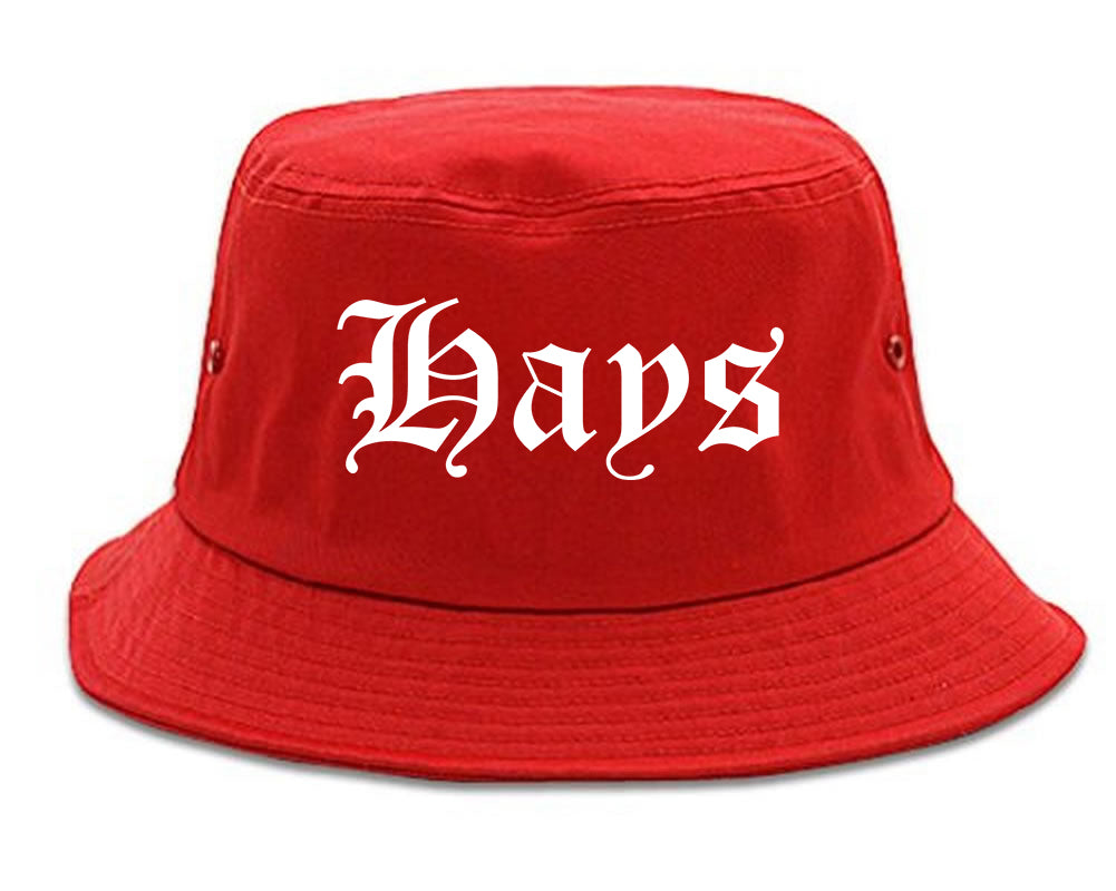 Hays Kansas KS Old English Mens Bucket Hat Red