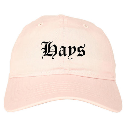 Hays Kansas KS Old English Mens Dad Hat Baseball Cap Pink