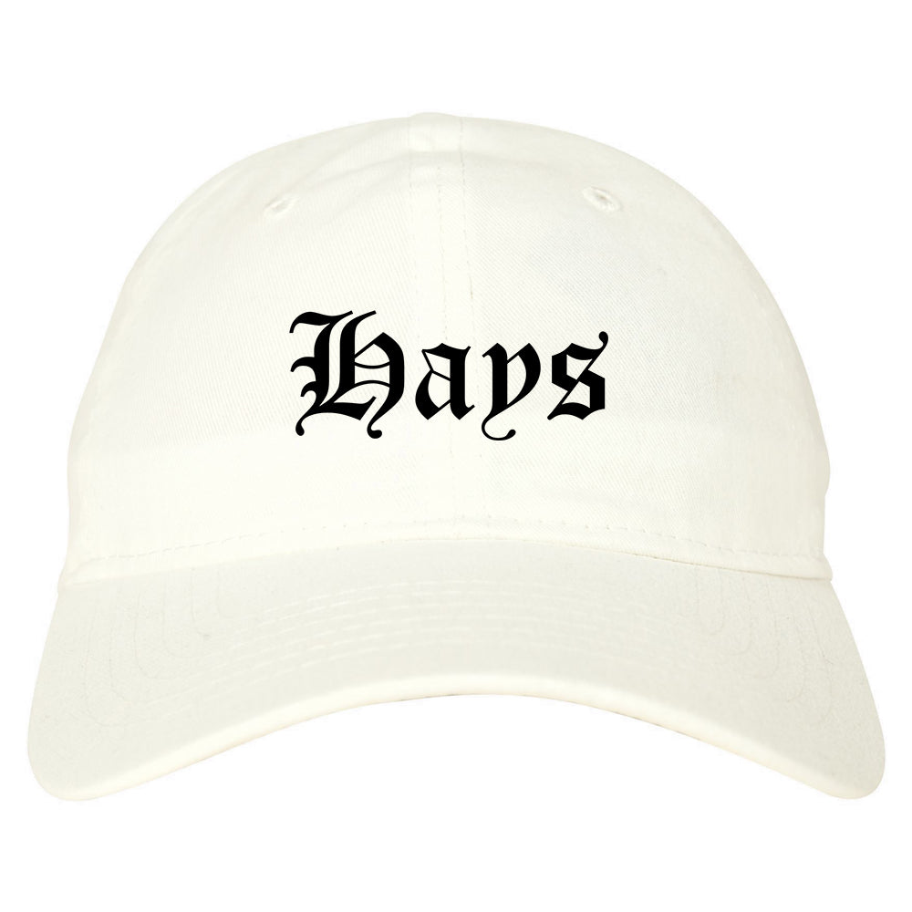 Hays Kansas KS Old English Mens Dad Hat Baseball Cap White