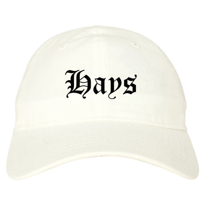 Hays Kansas KS Old English Mens Dad Hat Baseball Cap White