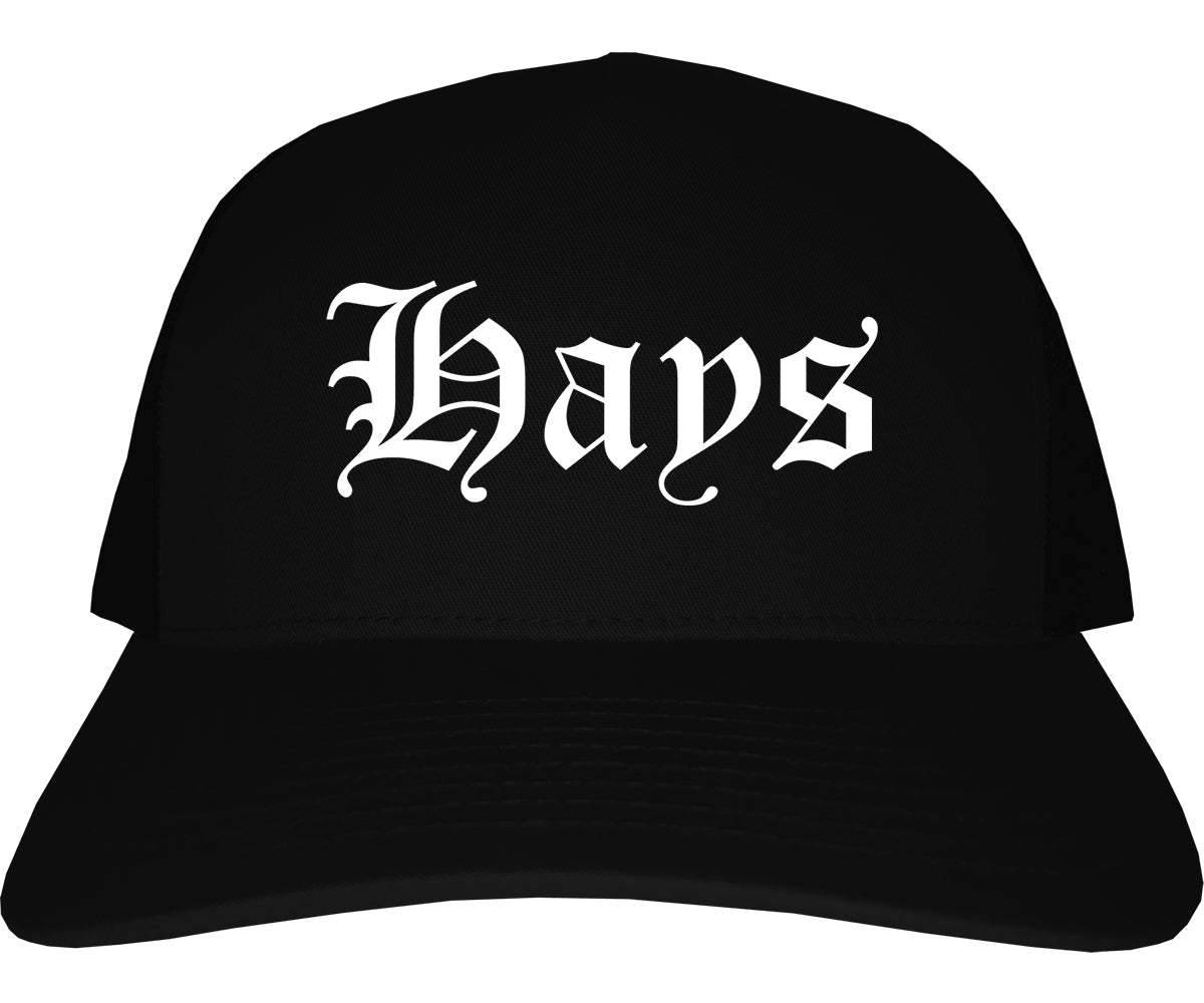 Hays Kansas KS Old English Mens Trucker Hat Cap Black